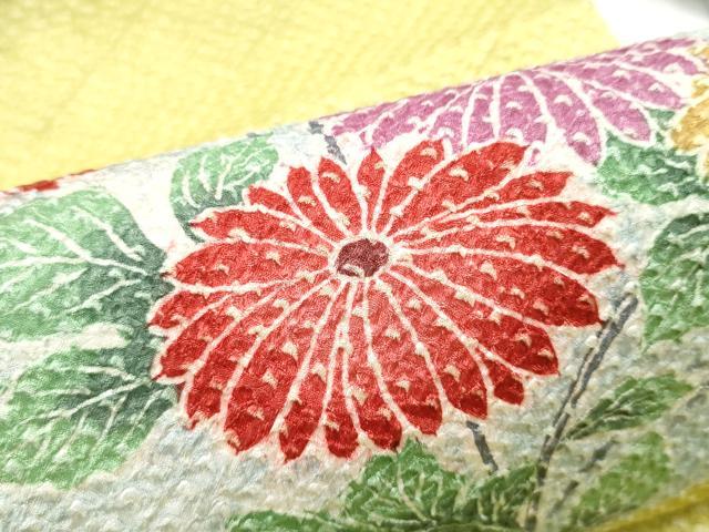 平和屋着物●名門　藤娘きぬたや・総絞り　九寸名古屋帯　菊　正絹　逸品　CABD0755hy