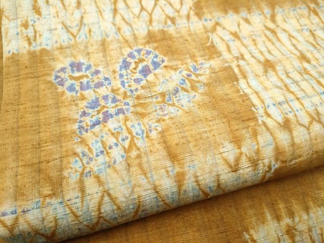 平和屋着物●九寸名古屋帯　紬地　杢目絞り　舞花文　正絹　逸品　CABD0757hy