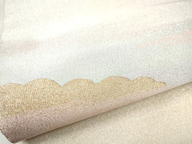 平和屋着物●西陣　安田つづれ工房謹製　八寸名古屋帯　新遙雲　白銀杢色　金銀糸　証紙付き　正絹　逸品　CABD0763hy