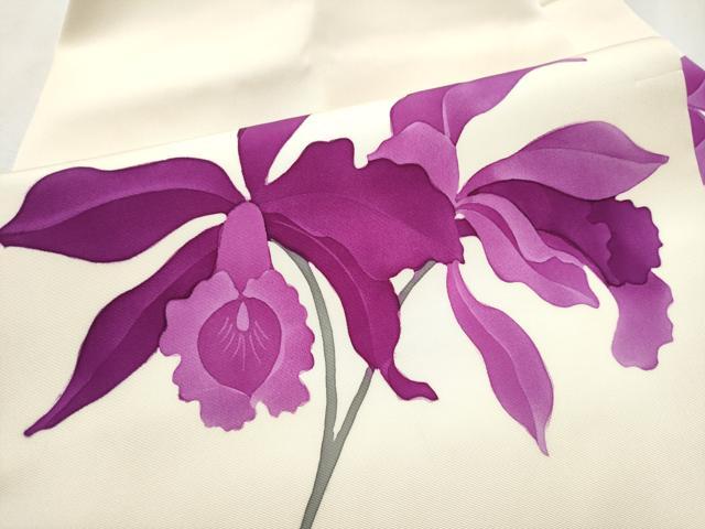 平和屋着物●塩瀬　九寸名古屋帯　ろうけつ染　枝花文　正絹　逸品　CABD0766hy
