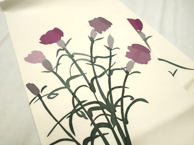 平和屋着物●日展染色作家　高久空木　ろうけつ染　塩瀬　九寸名古屋帯　草花文　正絹　逸品　CABD0771hy