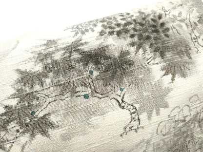 平和屋着物●九寸開き名古屋帯　作家物　手描き　紬地　風景文　正絹　逸品　CABD0779hy