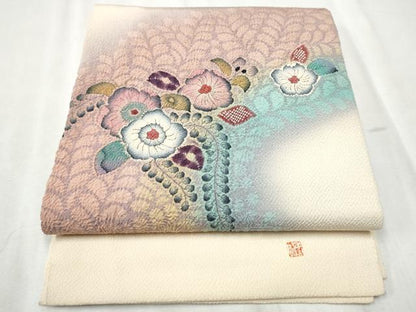 平和屋着物●九寸開き名古屋帯　作家物　絞り　辻が花　鬼しぼ縮緬　正絹　逸品　CABD0780hy