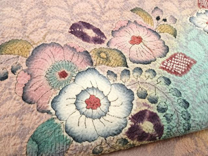 平和屋着物●九寸開き名古屋帯　作家物　絞り　辻が花　鬼しぼ縮緬　正絹　逸品　CABD0780hy