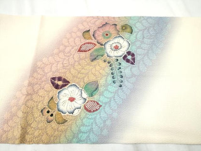 平和屋着物●九寸開き名古屋帯　作家物　絞り　辻が花　鬼しぼ縮緬　正絹　逸品　CABD0780hy