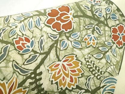平和屋着物●塩瀬　九寸名古屋帯　作家物　型染め　更紗花文　正絹　逸品　CABD0781hy