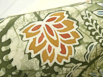 平和屋着物●塩瀬　九寸名古屋帯　作家物　型染め　更紗花文　正絹　逸品　CABD0781hy