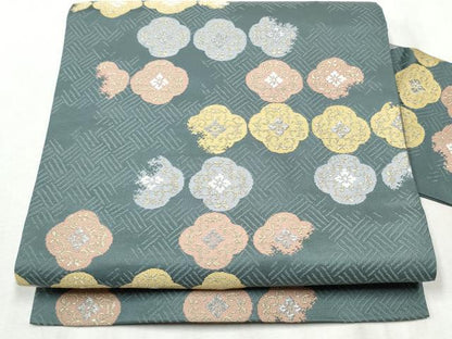平和屋着物●九寸名古屋帯　唐織　花唐草文　金銀糸　正絹　逸品　CABD0784hy