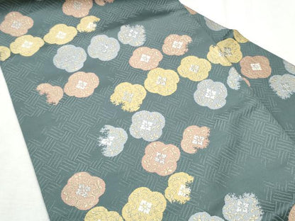 平和屋着物●九寸名古屋帯　唐織　花唐草文　金銀糸　正絹　逸品　CABD0784hy