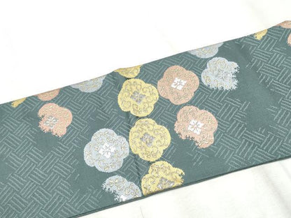 平和屋着物●九寸名古屋帯　唐織　花唐草文　金銀糸　正絹　逸品　CABD0784hy