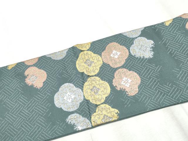 平和屋着物●九寸名古屋帯　唐織　花唐草文　金銀糸　正絹　逸品　CABD0784hy