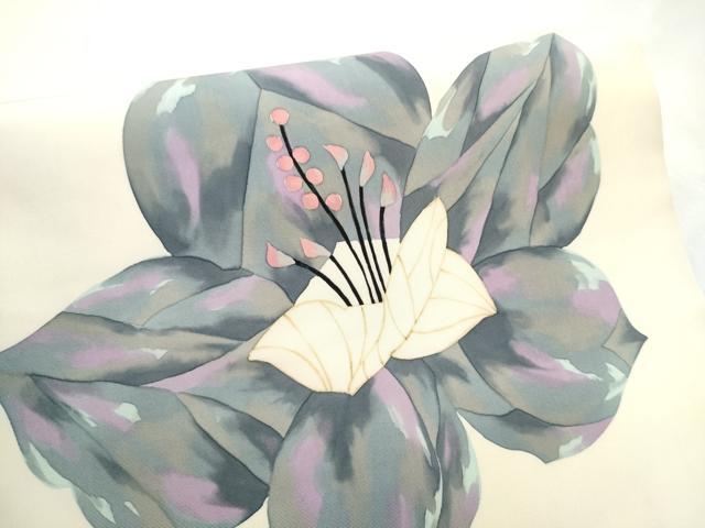平和屋着物●塩瀬　九寸開き名古屋帯　ろうけつ染　舞花文　正絹　逸品　CABD0786hy