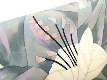 平和屋着物●塩瀬　九寸開き名古屋帯　ろうけつ染　舞花文　正絹　逸品　CABD0786hy
