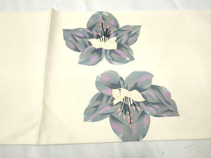 平和屋着物●塩瀬　九寸開き名古屋帯　ろうけつ染　舞花文　正絹　逸品　CABD0786hy