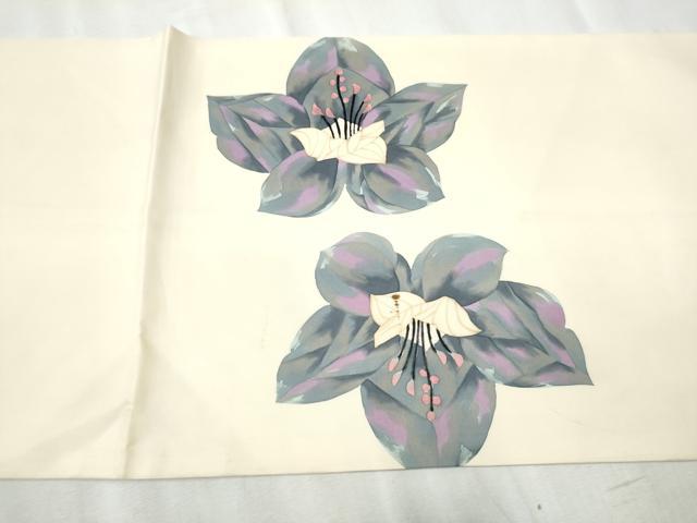 平和屋着物●塩瀬　九寸開き名古屋帯　ろうけつ染　舞花文　正絹　逸品　CABD0786hy