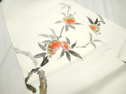 平和屋着物●日本工芸会正会員　絞りの小倉　辻が花の建亮　小倉建亮　九寸名古屋帯　手描き　ザクロ　金彩　正絹　逸品　CABD0789hy