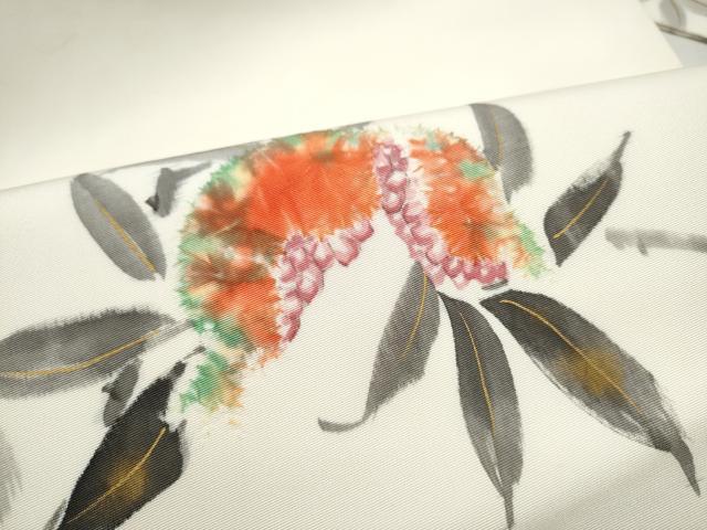 平和屋着物●日本工芸会正会員　絞りの小倉　辻が花の建亮　小倉建亮　九寸名古屋帯　手描き　ザクロ　金彩　正絹　逸品　CABD0789hy