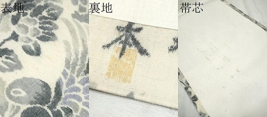 平和屋着物●九寸開き名古屋帯　本場結城紬　向かい鳥花文　正絹　逸品　CABD0792hy
