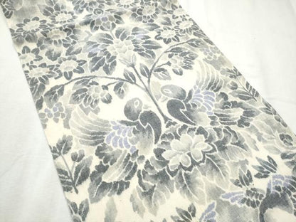 平和屋着物●九寸開き名古屋帯　本場結城紬　向かい鳥花文　正絹　逸品　CABD0792hy
