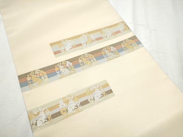 平和屋着物●九寸名古屋帯　花兎　金銀糸　正絹　逸品　CABD0794hy