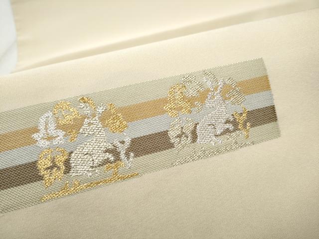 平和屋着物●九寸名古屋帯　花兎　金銀糸　正絹　逸品　CABD0794hy