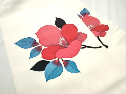 平和屋着物●塩瀬　九寸名古屋帯　ろうけつ染　枝花文　正絹　逸品　CABD0796hy