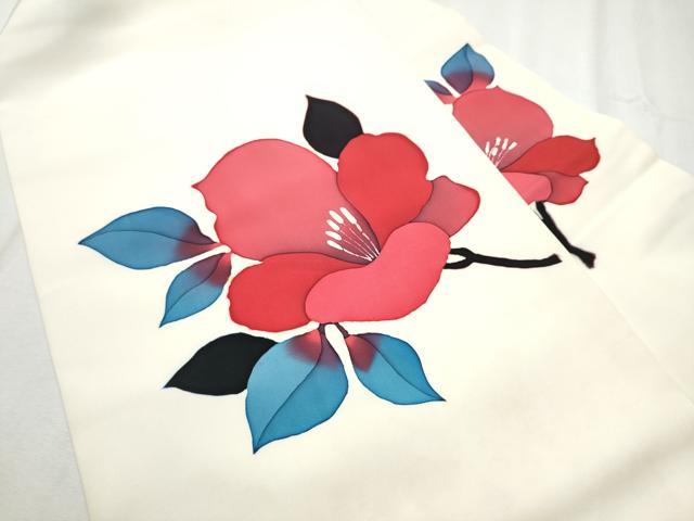 平和屋着物●塩瀬　九寸名古屋帯　ろうけつ染　枝花文　正絹　逸品　CABD0796hy