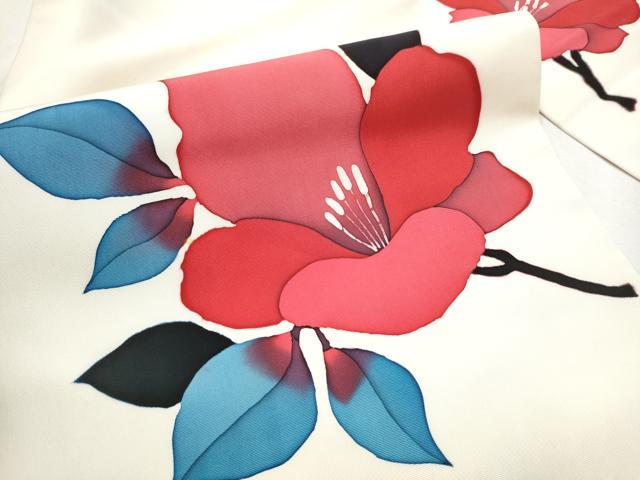 平和屋着物●塩瀬　九寸名古屋帯　ろうけつ染　枝花文　正絹　逸品　CABD0796hy