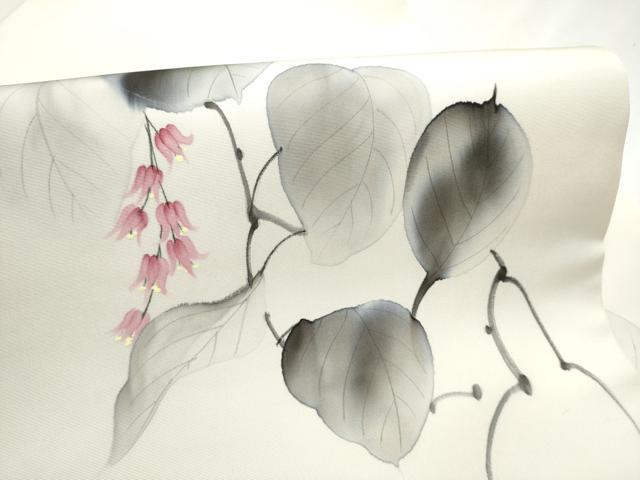 平和屋着物●塩瀬　九寸名古屋帯　作家物　手描き　蔦の花文　金彩　正絹　逸品　CABD0797hy