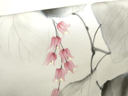 平和屋着物●塩瀬　九寸名古屋帯　作家物　手描き　蔦の花文　金彩　正絹　逸品　CABD0797hy