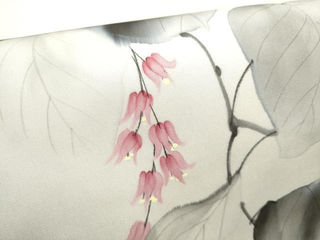 平和屋着物●塩瀬　九寸名古屋帯　作家物　手描き　蔦の花文　金彩　正絹　逸品　CABD0797hy