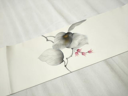 平和屋着物●塩瀬　九寸名古屋帯　作家物　手描き　蔦の花文　金彩　正絹　逸品　CABD0797hy