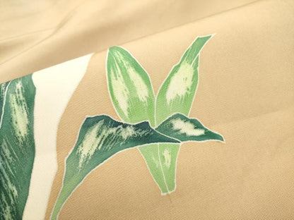 平和屋着物●塩瀬　九寸名古屋帯　草花文　正絹　逸品　CABD0798hy