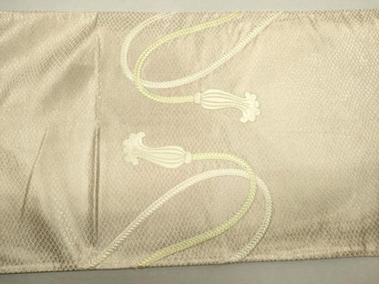 平和屋着物◎太鼓柄袋帯　刺繍　結び紐文　金糸　正絹　逸品　CABD0806ze