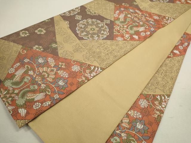 平和屋着物◎六通柄袋帯　正倉院花鳥文　正絹　逸品　CABD0821ze