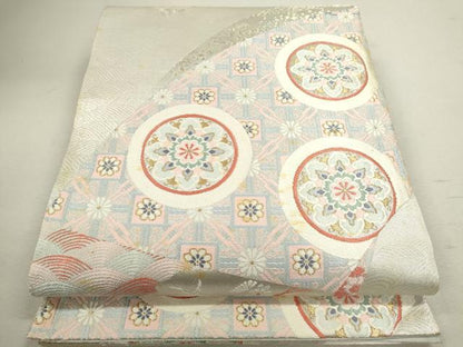 平和屋着物◎六通柄袋帯　唐織　正倉院花鳥丸文　金銀糸　正絹　逸品　CABD0865ze