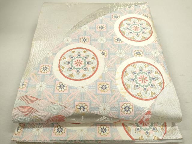 平和屋着物◎六通柄袋帯　唐織　正倉院花鳥丸文　金銀糸　正絹　逸品　CABD0865ze