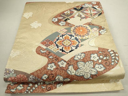 平和屋着物◎六通柄袋帯　唐織　辻が花　九百錦　金糸　正絹　逸品　CABD0869ze