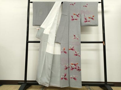 平和屋着物■訪問着 枝花文 たたき染め 金彩 正絹 逸品 CABD0883ze