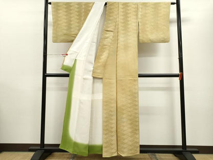 平和屋着物■上質な小紋 菱菊地紋 暈し染め 正絹 逸品 CABD0893ze