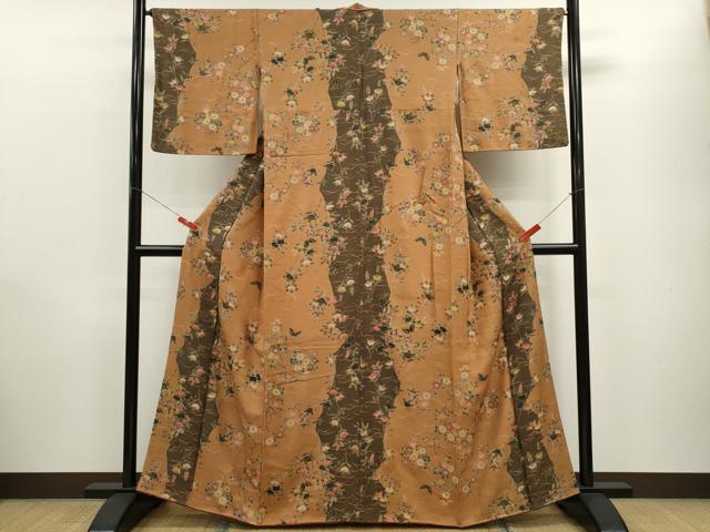 平和屋着物●訪問着　刺繍　花蝶文　金彩　正絹　逸品　AABF6111ph 平和屋着物□訪問着 花蝶文 暈し染め 金彩 正絹 逸品 AABD9508st