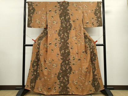 平和屋着物■訪問着 枝花舞蝶文 金彩 正絹 逸品 CABD0894ze