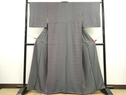 平和屋着物■上質な小紋 草花間道 正絹 逸品 CABD0895ze
