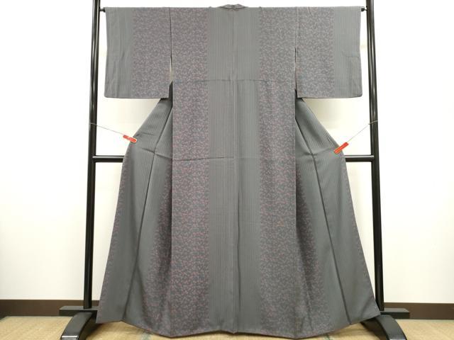 平和屋着物■上質な小紋 草花間道 正絹 逸品 CABD0895ze