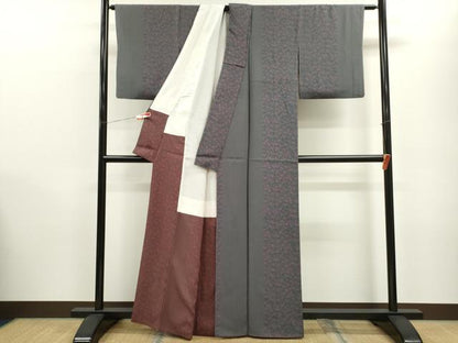 平和屋着物■上質な小紋 草花間道 正絹 逸品 CABD0895ze