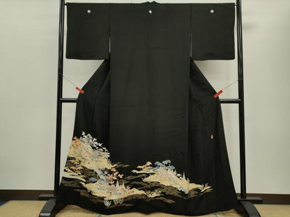 平和屋着物■豪華黒留袖　作家物　松竹梅風景文　金彩　正絹　逸品　CABD0926ze