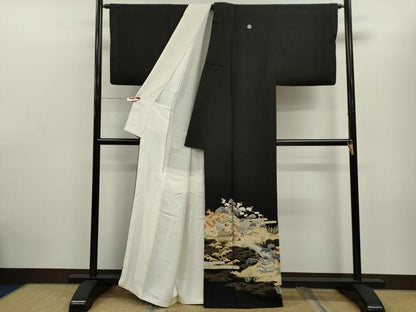 平和屋着物■豪華黒留袖　作家物　松竹梅風景文　金彩　正絹　逸品　CABD0926ze