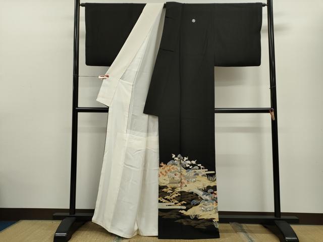 平和屋着物■豪華黒留袖　作家物　松竹梅風景文　金彩　正絹　逸品　CABD0926ze