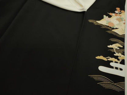 平和屋着物■豪華黒留袖　作家物　松竹梅風景文　金彩　正絹　逸品　CABD0926ze