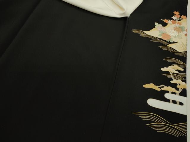 平和屋着物■豪華黒留袖　作家物　松竹梅風景文　金彩　正絹　逸品　CABD0926ze